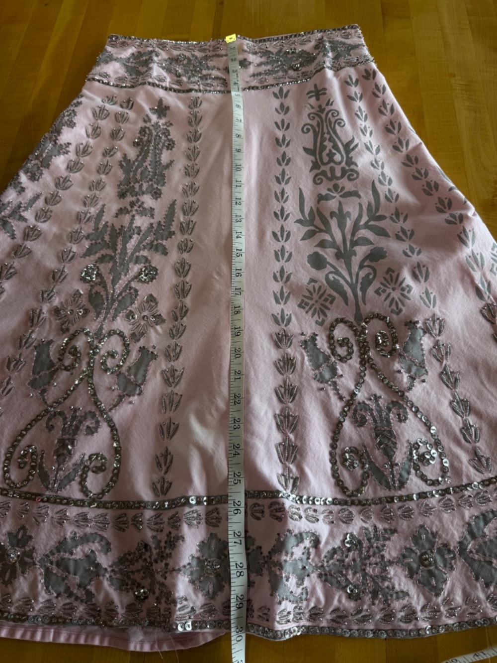 Pink beaded and sequin  circle skirt